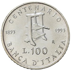 reverse: Repubblica Italiana. 100 lire 1993 Banca d Italia. Ag. FDC
