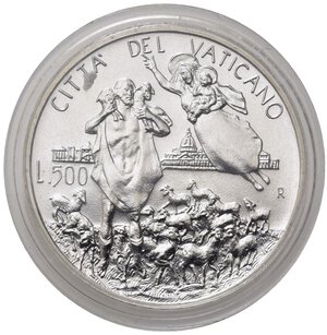 obverse: VATICANO. Giovanni Paolo II. 500 lire 1996. Ag. FDC