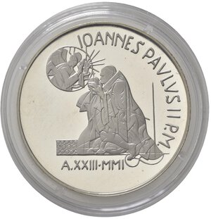 reverse: VATICANO. Giovanni Paolo II. 5000 lire 2001. Ag. Senza cofanetto. Proof