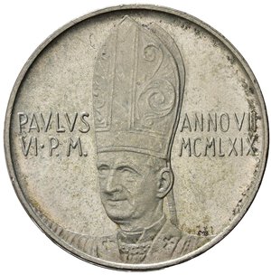 obverse: VATICANO. Paolo VI. 500 lire anno VII. Ag. qFDC