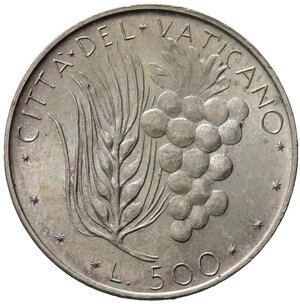 obverse: VATICANO. Paolo VI. 500 lire anno XII. Ag. qFDC