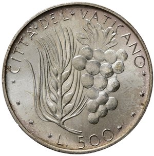 obverse: VATICANO. Paolo VI. 500 lire anno IX. Ag. FDC