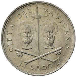 obverse: VATICANO. Paolo VI. 500 lire anno V. Ag. qFDC