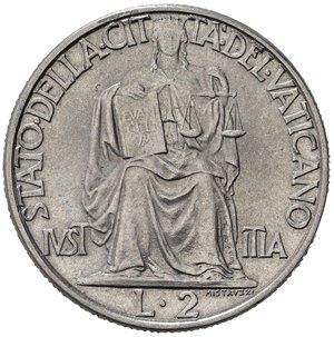 reverse: VATICANO. Pio XII. 2 lire 1942. Ni. qFDC