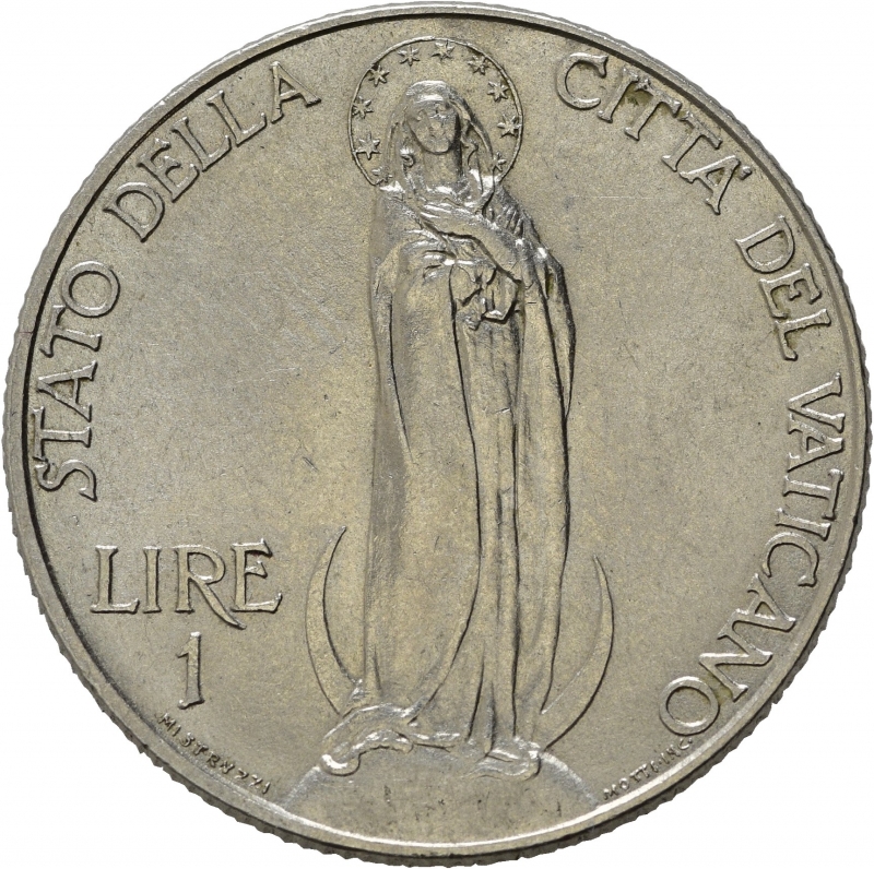 reverse: VATICANO. Pio XI. 1 Lira 1937. Ni. SPL+