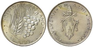obverse: Vaticano. Paolo VI. 500 lire 1970 anno VIII. Ag. FDC