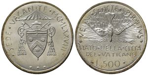 obverse: Vaticano. Sede Vacante 1978. 500 lire Ag. FDC