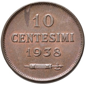 reverse: SAN MARINO. Vecchia monetazione. 10 Centesimi 1938. Cu. qFDC