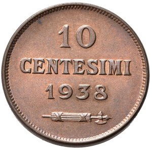reverse: SAN MARINO. Vecchia monetazione. 10 Centesimi 1938. Cu. FDC