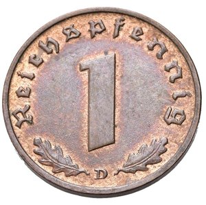 reverse: GERMANIA. Terzo Reich. 1 Reichspfennig 1939 D. Cu. SPL+