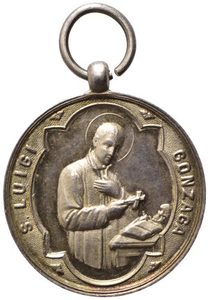 obverse: MEDAGLIE RELIGIOSE. Viareggio. Medaglia San Luigi Gonzaga. Ag (6,22 g - 25,8 mm). FDC