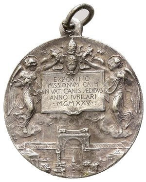 obverse: MEDAGLIE PAPALI - PIO XII, Medaglia Giubilare anno 1925, metallo argentato, con anello, diametro 2.5 cm, peso gr.7, SPL. 