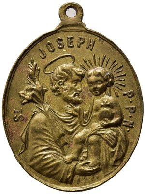 obverse: MEDAGLIE RELIGIOSE. Francia Medaglia 1830 con San Giuseppe, Bambinello e Beata Vergine. AE dorato (10,82 g). SPL