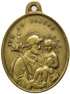obverse: MEDAGLIE RELIGIOSE. Francia Medaglia 1830 con San Giuseppe, Bambinello e Beata Vergine. AE dorato (7,30 g). BB