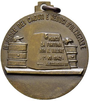 reverse: MEDAGLIE ITALIANE - Repubblica italiana, medaglia raduno associazione Bersaglieri, Bari, 1984, bronzo, con anello, diametro 4,2 cm., peso gr. 32,7. SPL.