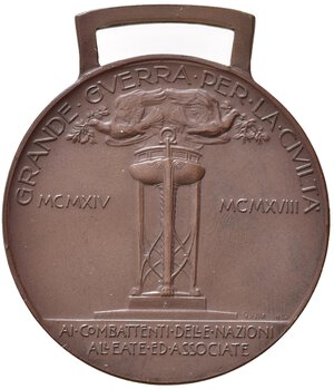 reverse: Medaglia Grande Guerra per la Civiltà. 1918. AE (17,68 g - 36,22 mm). SPL+