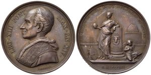 obverse: Medaglie Papali. Leone XIII (1878-1903). Medaglia 1891 anno XIV - La Specola Vaticana. AE (40,61 g). Modesti 185. Rara. 500 esemplari. qFDC