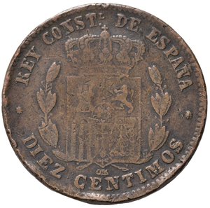 reverse: SPAGNA. Alfonso XII. 10 centimos 1878. Falso d epoca. Cu (9,21 g). BB