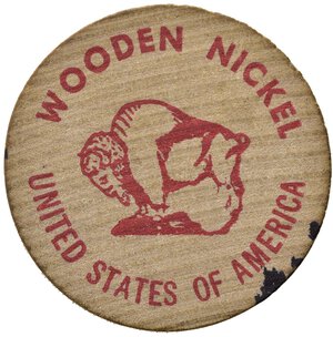 obverse: STATI UNITI. TOKEN Wooden Nickel 1975