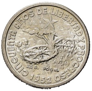 reverse: CUBA. 10 Centavos 1952. 50° Anniversario. Repubblica. Ag. KM23. FDC