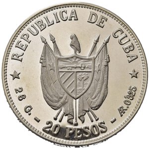 obverse: CUBA. 20 Pesos 1977 Ignacio Agramonte - Asamblea de Guaimaro. Ag (26,10 g). Km#38. Segni e impronte nei campi. Proof