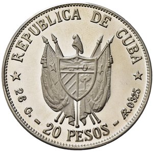 obverse: CUBA. 20 Pesos 1977 Antonio Maceo - Protesta de Baragua. Ag (26,10 g). Km#40. segnetti e impronte nei campi. Proof