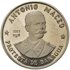 reverse: CUBA. 20 Pesos 1977 Antonio Maceo - Protesta de Baragua. Ag (26,10 g). Km#40. segnetti e impronte nei campi. Proof