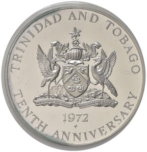 obverse: TRINIDAD & TOBAGO. 5 Dollars 1972 FM. Ag. Proof