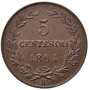 reverse: SAN MARINO. Vecchia monetazione (1864-1938) 5 centesimi 1894. KM 1; Gig. 39. Cu.SPL