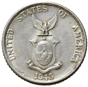 obverse: FILIPPINE. Amministrazione degli Stati Uniti. 20 centavos 1945. Ag. SPL+