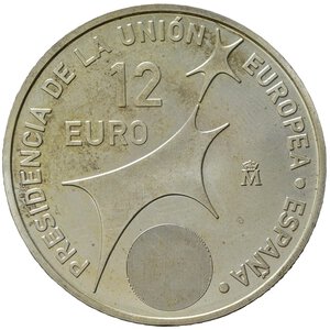 reverse: SPAGNA. Monetazione in Euro. 12 Euro 2002. Ag. qFDC