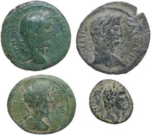 obverse: The Roman Empire.. Lot of 4 unclassified AE denominations of Provincial coinage, including: Antoninus Pius, Gallienus and Commodus