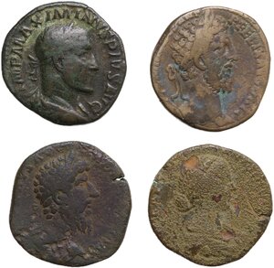 obverse: The Roman Empire.. Lot of 4 unclassified AE Sestertii, including: Commodus and Maximinus Thrax
