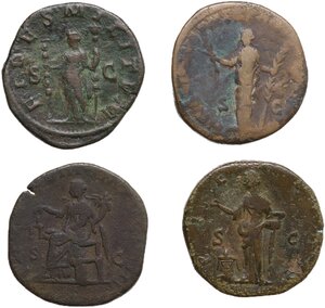 reverse: The Roman Empire.. Lot of 4 unclassified AE Sestertii, including: Commodus and Maximinus Thrax