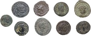 obverse: The Roman Empire.. Lot of 9 unclassified AE denominations, including: Severina, Constantine I, Honorius, Maximian, Victorinus