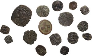 obverse: Miscellaneous. Medieval and Oriental. . Multiple lot of sixteen (16) AE coins (one button)