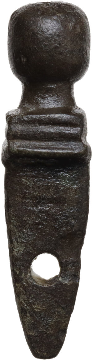 obverse: Bronze pendant in the shape of a gladius.  Roman.  38 mm