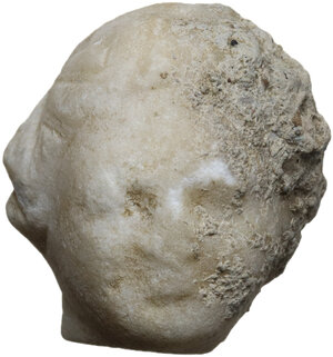 obverse: Marbel head of a female statuette.  Height: 34 mm
