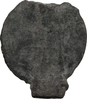 reverse: Bronze decorative element with Virgin Mary.  Byzantine period.  35 x 32 mm