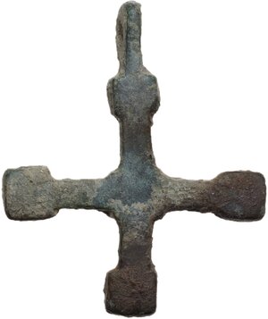 reverse: Bronze cross pendant.  Byzantine.  36 x 30 mm, with the original suspension loop