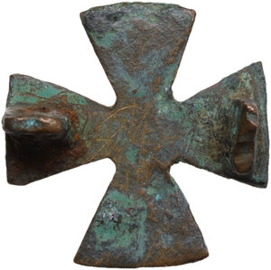 reverse: Bronze cross fibula.   Byzantine or Early medieval.  26 mm