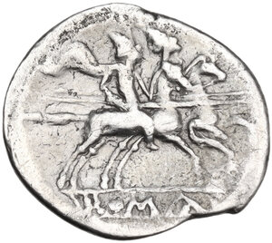 reverse: Anonymous. Quinarius, uncertain Sicilian mint (Catania?), 214 BC