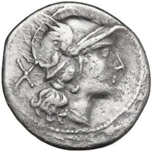 obverse: Dolphin series. Denarius, uncertain Campanian mint (Castra Claudiana?), 210 BC