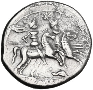 reverse: Dolphin series. Denarius, uncertain Campanian mint (Castra Claudiana?), 210 BC