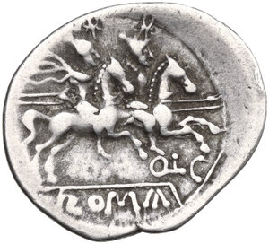 reverse: QLC series.  Denarius, uncertain Spanish mint (Tarraco?), 208 BC