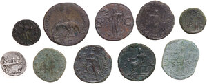 reverse: The Roman Republic and Empire.. Lot of ten (10) coins to be sorted. Mainly imperial, one republican AR Denarius