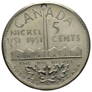 obverse: CANADA - Gettone 5 Cents 1951 forato