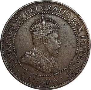 reverse: CANADA Edward VII  1 Cent 1910
