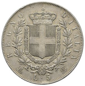 reverse: REGNO D ITALIA - Vittorio Emanuele II , 5 Lire argento 1875 Milano