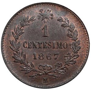 obverse: VITTORIO EMANUELE II - 1 Centesimo 1867 zecca Milano FDC 